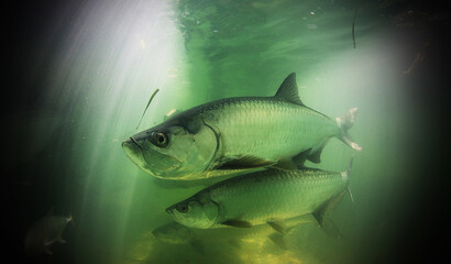 Tarpon  swimming in ocean