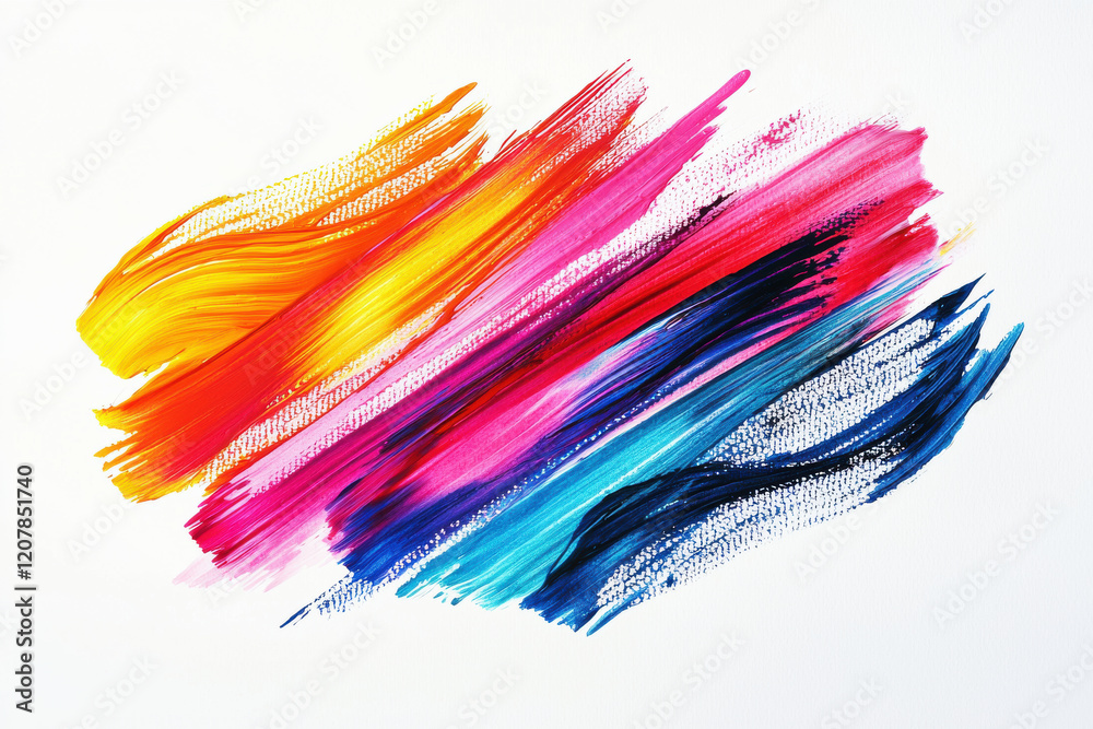 Poster abstract composition of colorful brush strokes creating dynamic expressions of movement and emotion