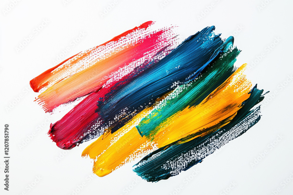 Poster bright abstract composition with vibrant paint strokes creating a dynamic visual experience