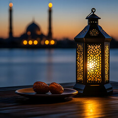 Serene Sunset Lantern 3D Illustration