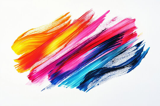 Abstract composition of colorful brush strokes creating dynamic expressions of movement and emotion