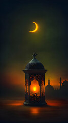 Glowing Lantern Illustration at Sunset