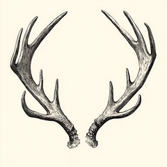 Fototapeta premium Symmetrical deer antlers illustration.