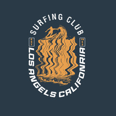 Surfing club los angeles california waves surfer print