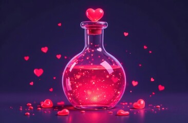 sparkling potion bottle with hearts