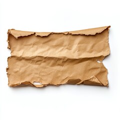 Torn brown kraft paper piece isolated on white background. (1)