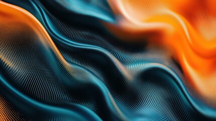 Naklejka premium An abstract banner design featuring a grainy gradient wave background in teal, orange, and dark tones.