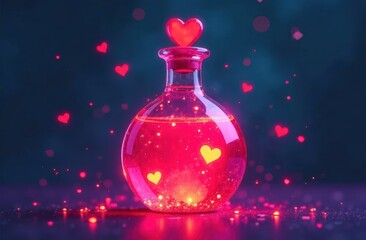 sparkling potion bottle with hearts