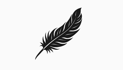 Obraz premium Elegant black feather illustration on white background, artistic minimalism