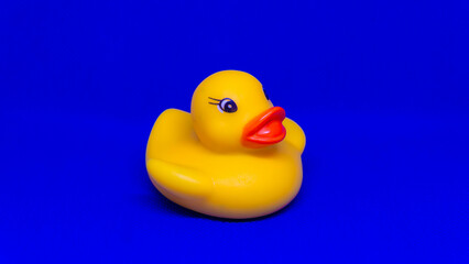 Yellow rubber duck isolated on white background