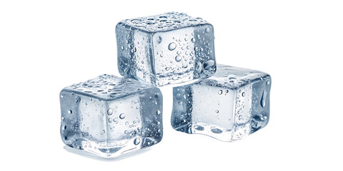 Obraz premium Crystal Clear Ice Cubes isolated on white background as transparent. PNG.AI GENERATED