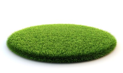 Circular grass patch, isolated, white background, product display