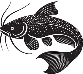 Fototapeta premium Big Catfish vector illustration silhouette isolated on white background