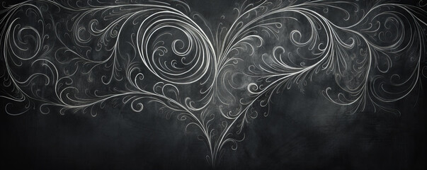 Heart abstract drawing at black background. Love theme.