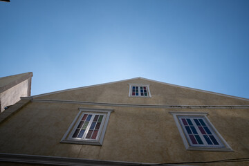 roof of a house with blue sky