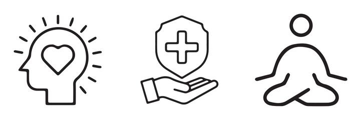 Set of brain illustrations. Yoga icon. Mental health and psychology vector concept. Vector illustration EPS 10