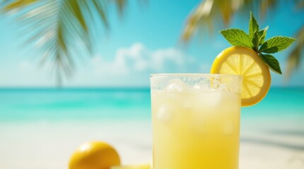 Refreshing Bahamian water lemonade enhances a tropical beach experience