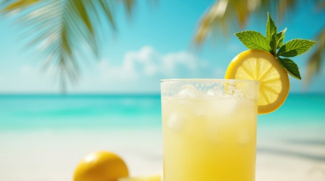 Refreshing Bahamian water lemonade enhances a tropical beach experience