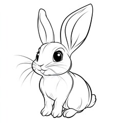 Obraz premium Adorable Rabbit Sketch Simple Coloring Page Illustration for Kids