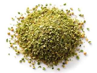 Long Exposure Dry Oregano Scattered - Top View, White Background