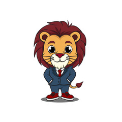 vector illustration of lion character wearing clothes, used for mascot design and others, isolated on white background