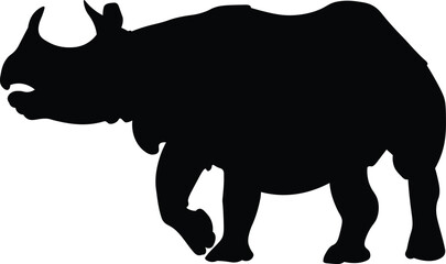 Rhinoceros Black Silhouette Vector Illustration