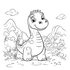 Dinosaur Coloring Book Simple Illustrations for Kids