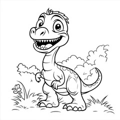 Fototapeta premium Dinosaur Coloring Page Simple Illustrations for Kids