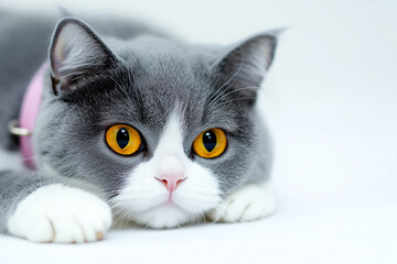 British short hair cat lying on floor