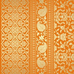 wedding card design, traditional paisley floral pattern , royal India	