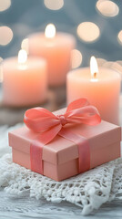 Pink Gift Box with Candles Illustration