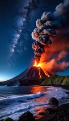 Volcano Eruption Nature Outdoors Landscape Majestic Discovery