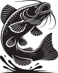 Big Catfish vector illustration silhouette isolated on white background