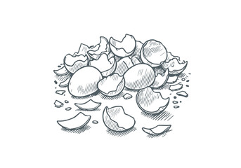 Egg Shell  Waste Hand Drawn Sketch Illustration Vector Isolated
