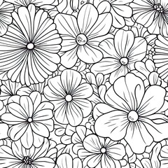 Floral Doodle Pattern Simple Coloring Book Page for Kids