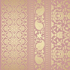 wedding card design, traditional paisley floral pattern , royal India	