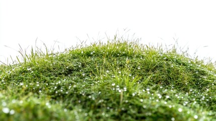 Naklejka premium Dew-covered grass hill, isolated, nature, freshness, background