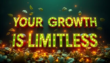 Your Growth Is Limitless Illuminated Sign Amidst Autumn Leaves