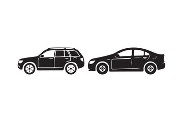 Minimalist Car Silhouette Icons Perfect for Transport and Graphic Design Themes