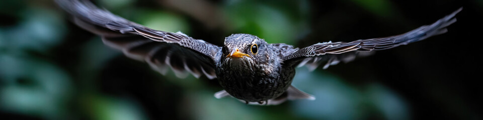 Common Blackbird in Flight