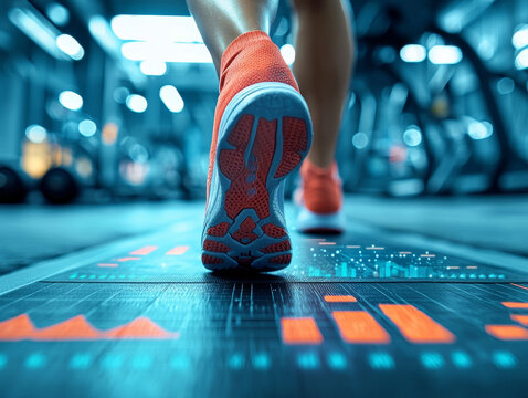 Running on smart fitness tracker with data display