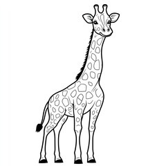Obraz premium Adorable Giraffe Coloring Book Page for Kids Simple Illustration