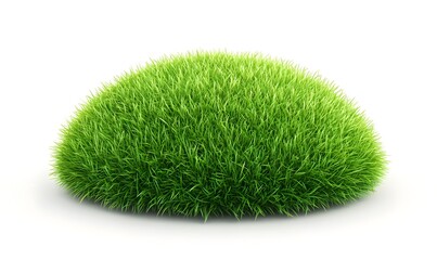 Lush green grass mound, isolated, white background, nature design element (1)