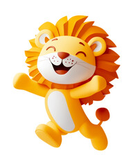  little happy and funny lion jumping