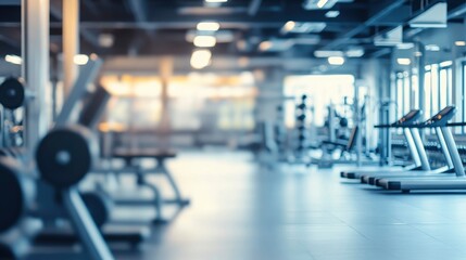 Fototapeta premium defocused view of a modern gym with active individuals and diverse workout equipment. Resplendent. 