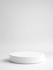White round pedestal on white background.