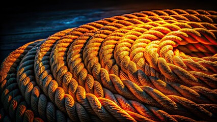 Low Light Rope Coil, Dark Photography, Atmospheric, Cinematic