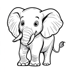 Obraz premium Adorable Hand Drawn Elephant Coloring Page for Kids