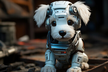 very cute robot puppy,.  Generative AI