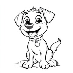 Fototapeta premium Adorable Puppy Coloring Page Simple Dog Illustration for Kids